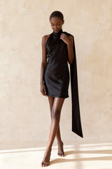 Astrella Neck Wrap Charming Midi A-Line Dress