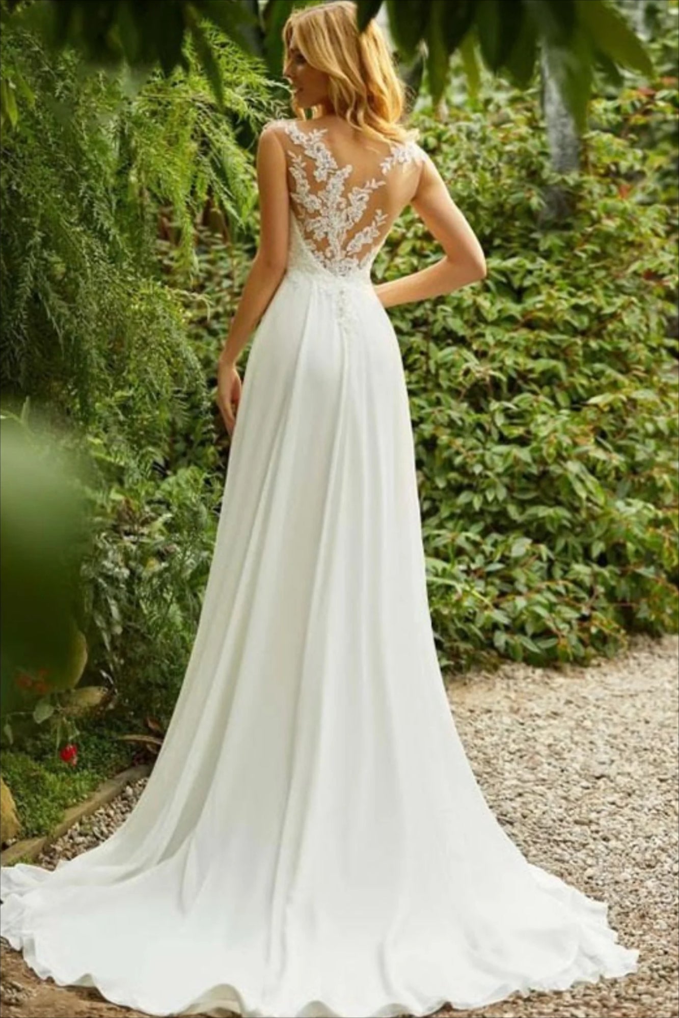 Elegant Lace Fit Flare Wedding Dress Secondary image