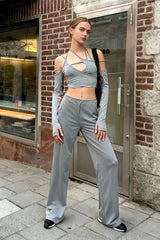 Phased Out Cut Out Cropped Top