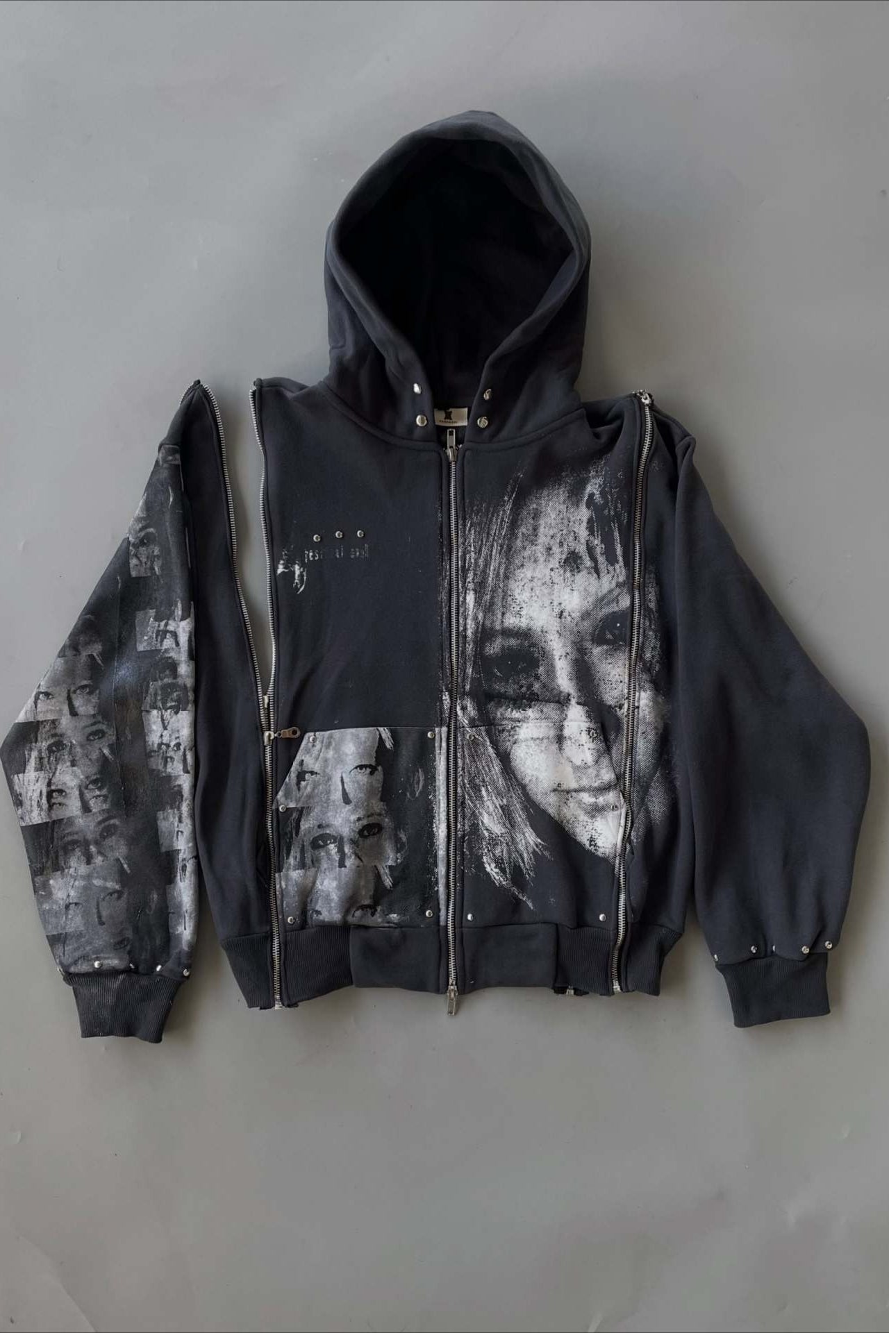 Dark Graphic Multi Zip Oversized Hoodie Secondary image