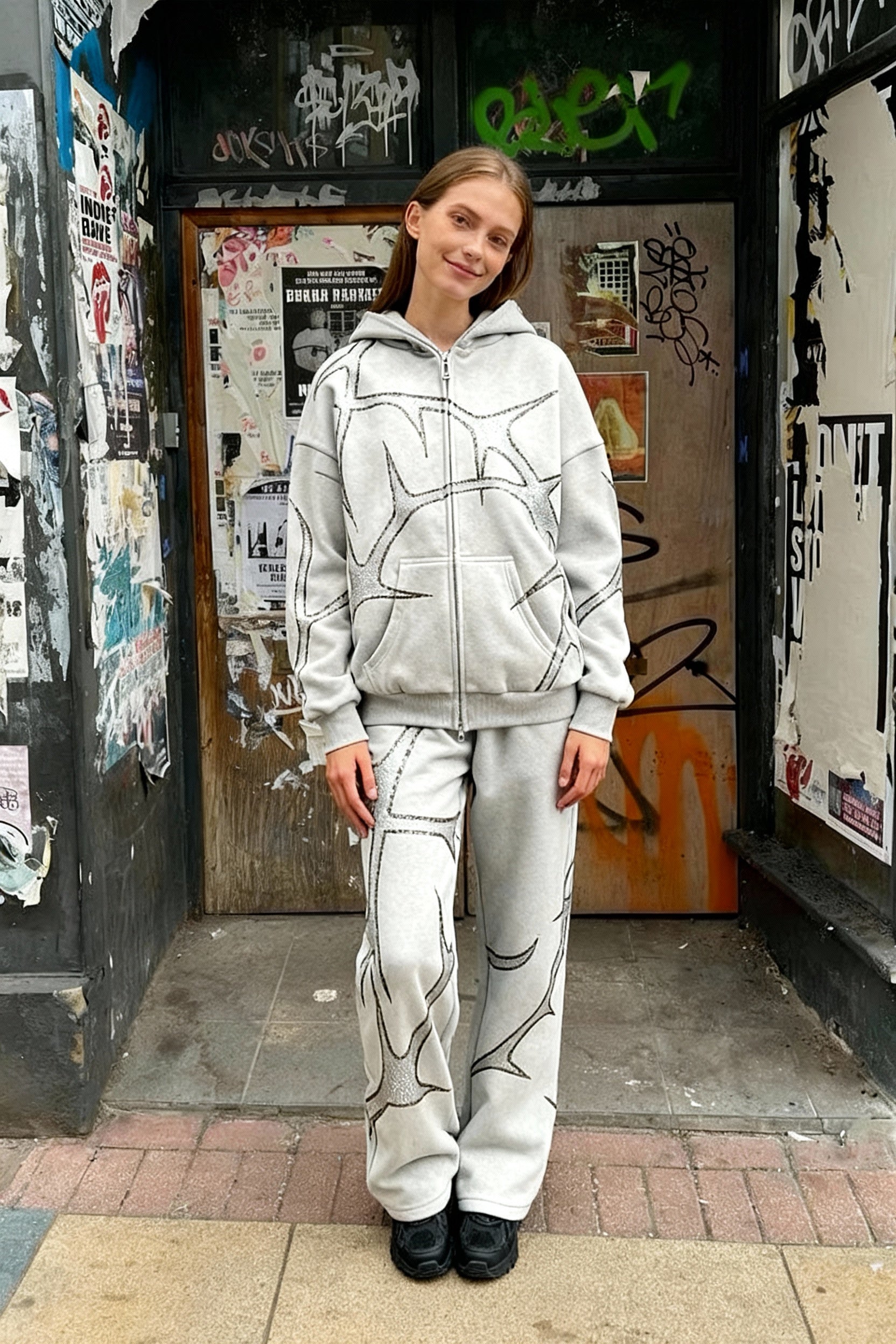 Y2K Mysterious Rhinestone Zipper Hoodie Main image