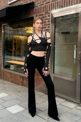 Phased Out Cut Out Cropped Top
