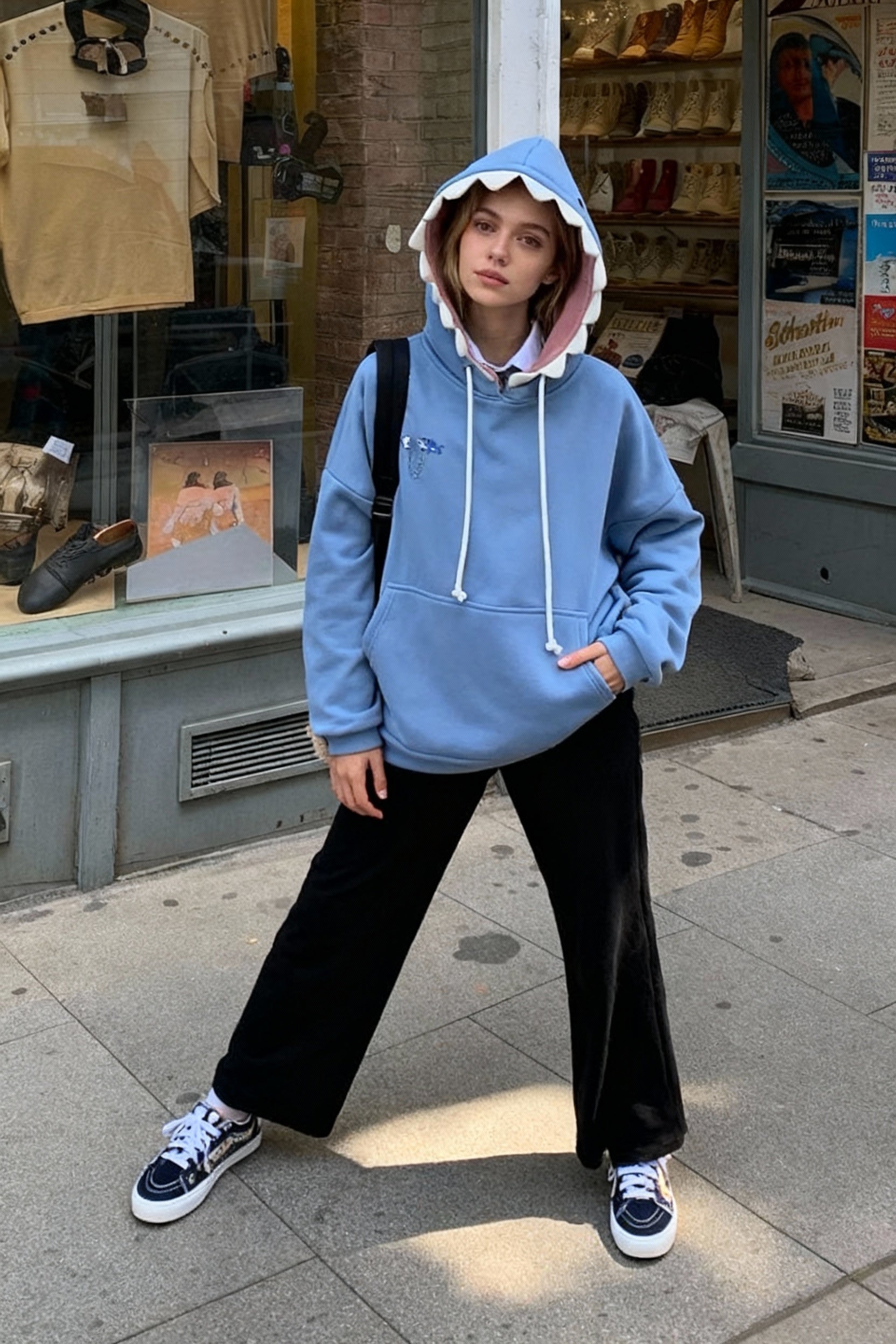 Funny Shark Patchwork Hoodie Main image