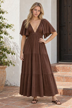 Black Embroidery Round Neck Flare Boho Dress