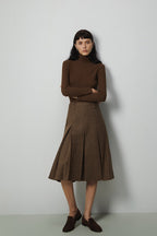 Cashmere Ribbed Turtle Neck Knit Top