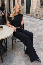 Asymmetric Collar Lace Sheer Sleeveless Crop Top