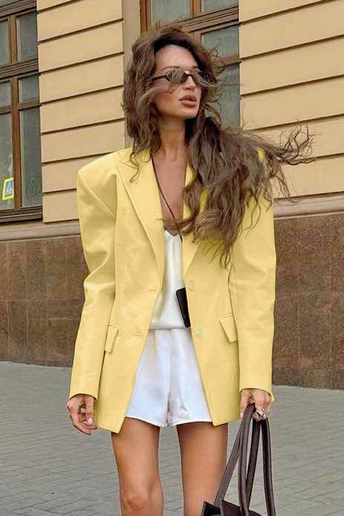 Elevated Lapel Detail Long Sleeve Blazer Main image