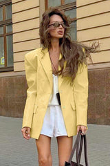 Elevated Lapel Detail Long Sleeve Blazer