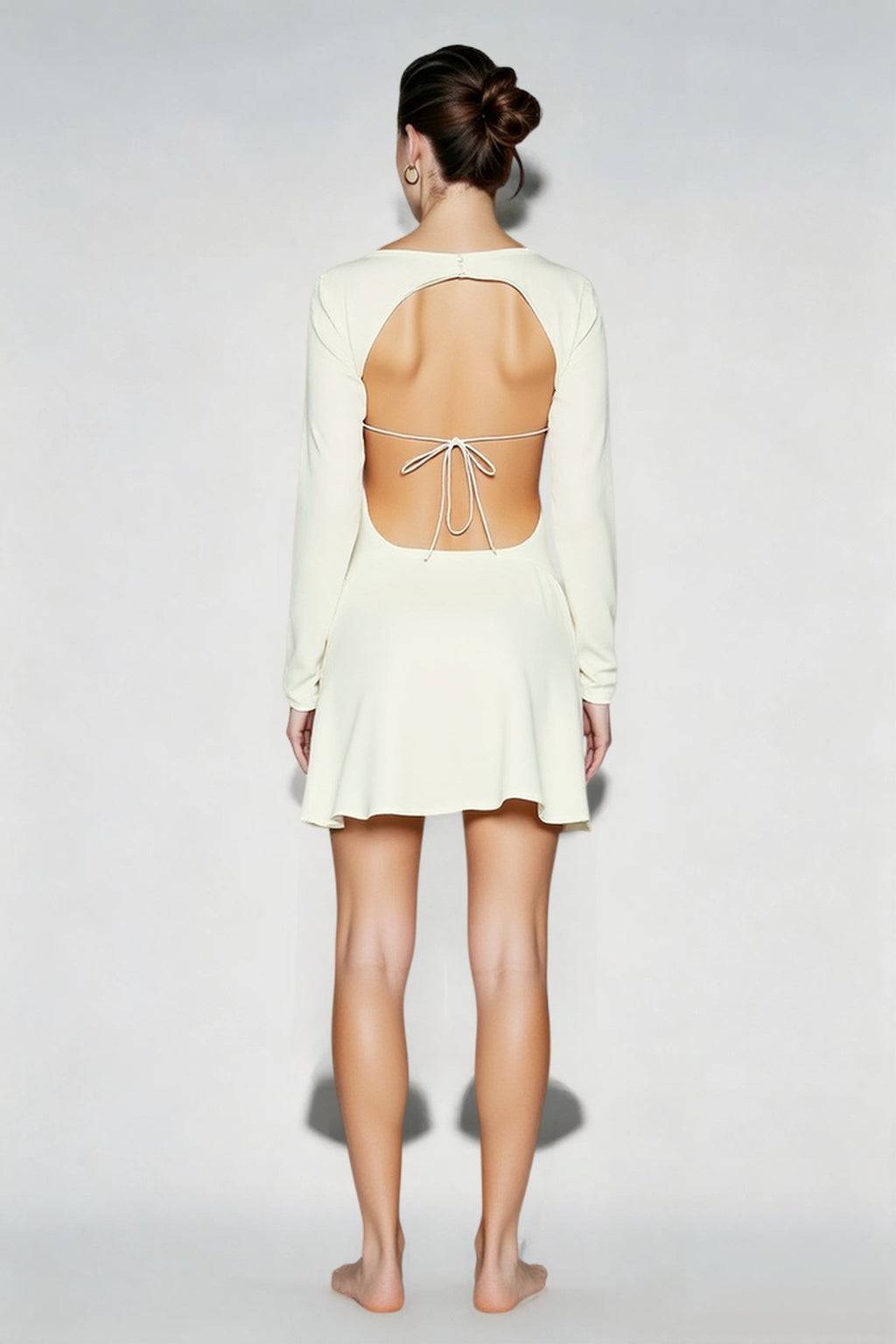 French Satin Cut Out Back Tie Graduation Party Dress