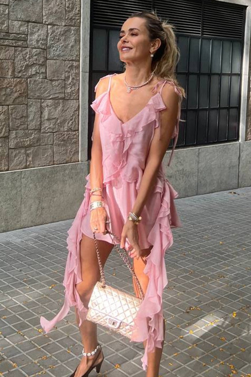 Asymmetric Ruffle Hem Cami Top Secondary image