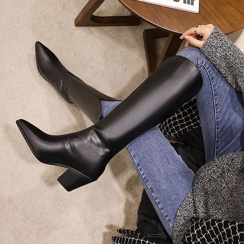 Modern Chic Stylish Trendy Comfortable Fashion Pointed Toe Knee High Boots Main image
