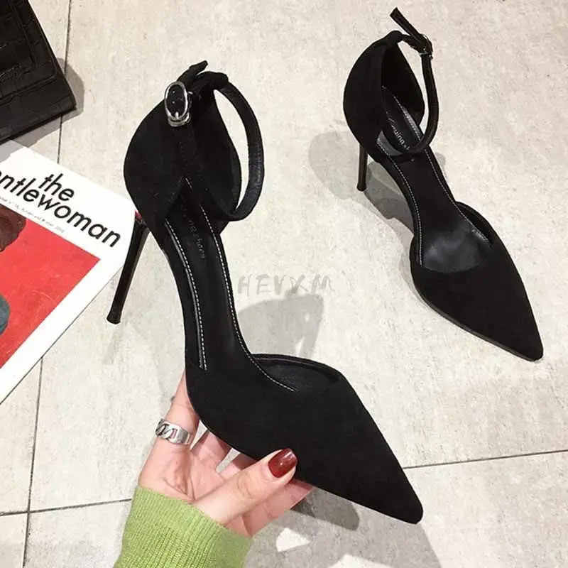 Black High-heeled Sandals Pointed Buckle All-Match Single High Heel Secondary image