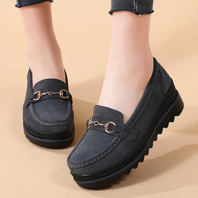 High Quality Comfort Metal Buckle Light Wedge Platform Casual Mother Loafers Main image