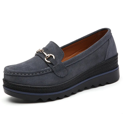 High Quality Comfort Metal Buckle Light Wedge Platform Casual Mother Loafers