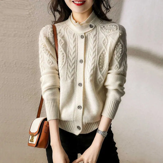 Autumn Winter High Slim Solid Fashion Casual Long Sleeve Cardigan