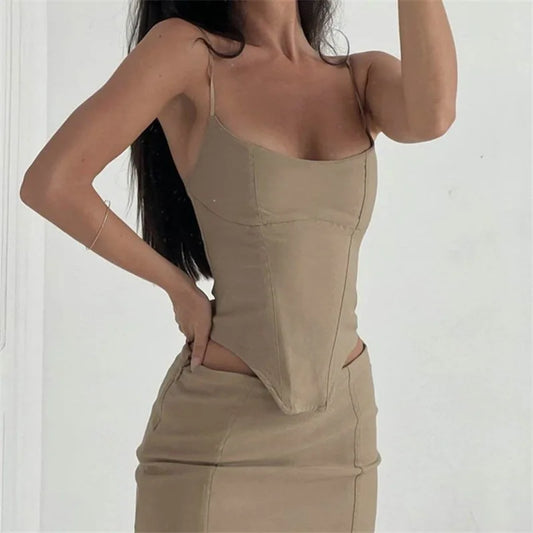 DressBetty - Sexy Solid Color Sleeveless Strap Bodycon Mini Skirt Clubwear Skirt
