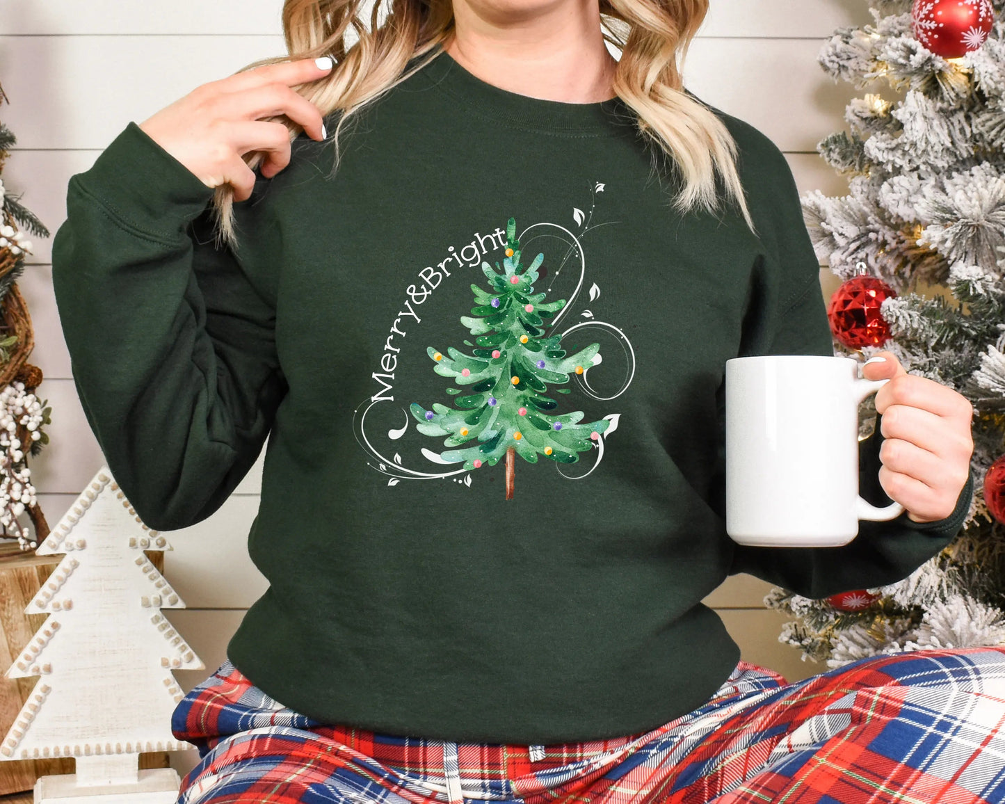 Merry Bright Light Tree Girl Christmas Hoodie