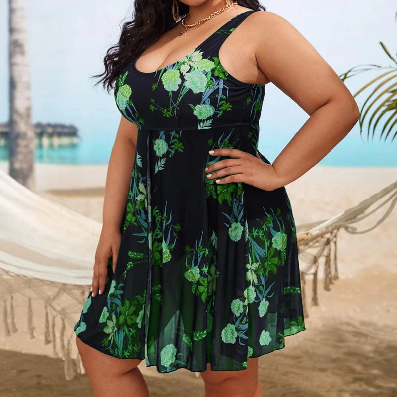 Sexy Print Vintage Skirted One Piece 5XL 6XL Plus Size Swimsuit