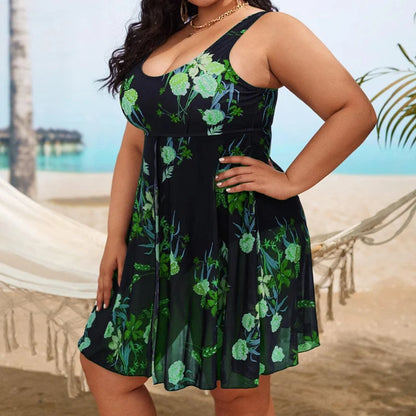 Sexy Print Vintage Skirted One Piece 5XL 6XL Plus Size Swimsuit