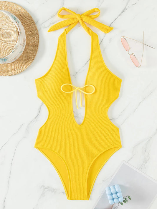 One-Piece Female Beachwear Basic Swimsuit