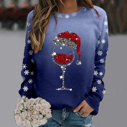 Reindeer Graphic Long Sleeve Sweatshirt - New Year Christmas Sweater