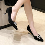 Shiny Rhinestone PU Leather  Pointed Toe Party Dress High Heel