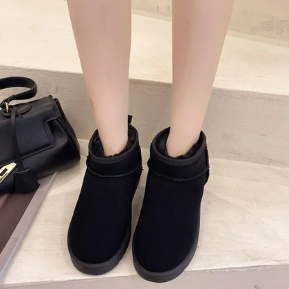 2024 New Stylish Thickened Warm Short Tube Non-Slip Black Casual Snow Boot