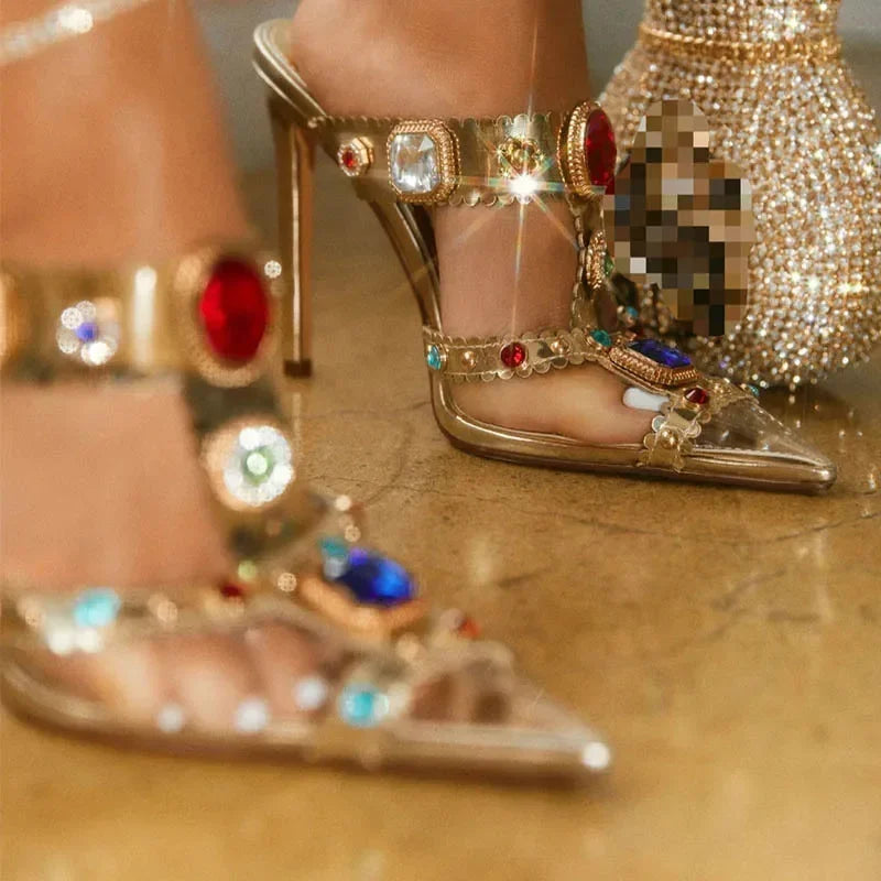 Vibrant New Design Colors Rhinestone Transparent PVC Thin High Heel High Heel Main image