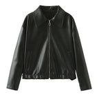 New Leaher Feminina Streetwear Outwear Vermelho Black Jackets