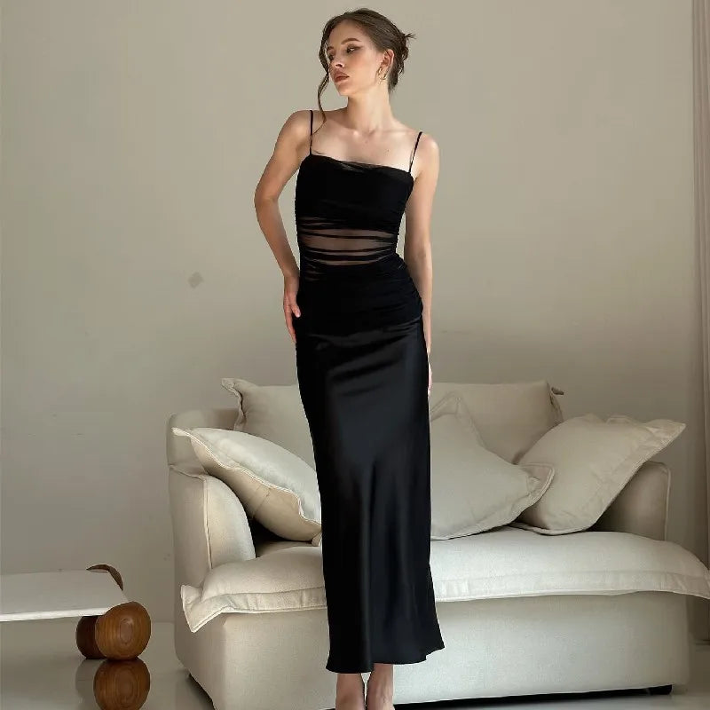 Gauze Slit High Waist Midi Dress Main image