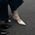 New Pointed Toe Summer  Slingback Khaki Female Slides Low Heel Pumps