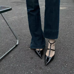 New Pointed Toe Summer  Slingback Khaki Female Slides Low Heel Pumps