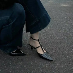 New Pointed Toe Summer  Slingback Khaki Female Slides Low Heel Pumps