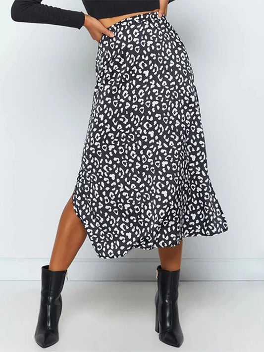 DressBetty - Sexy Leopard Print Chiffon Split Skirt