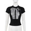 New Summer Dark Vintage  Perspective Basic Hollow Gothic Grunge Retro Punk Crop Top