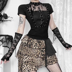 New Summer Dark Vintage  Perspective Basic Hollow Gothic Grunge Retro Punk Crop Top