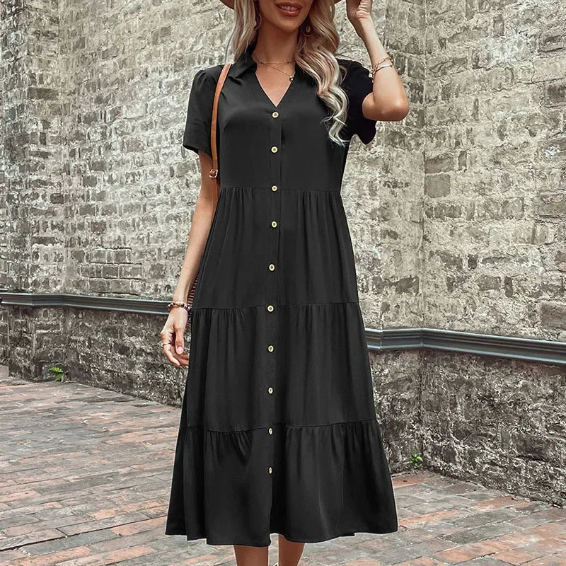 Summer Hepburn French Maxi Casual Party Club Midi Dresses Main image