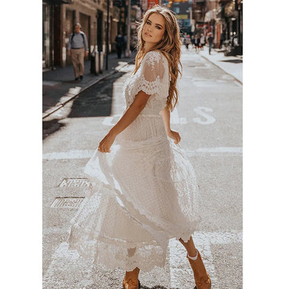 Summer White Elegant Casual Streetwear Midi Dresses