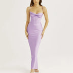Puss  Satin Pleated Elegant Casual Vestidos Midi Dresses