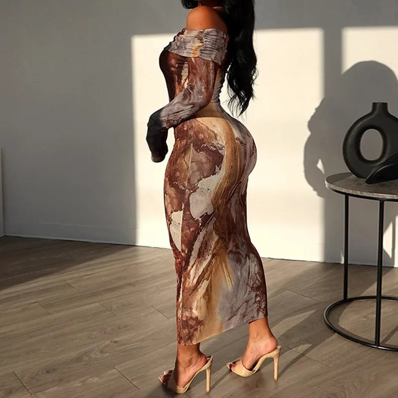 Print One Shoulder Midi Dress Main image