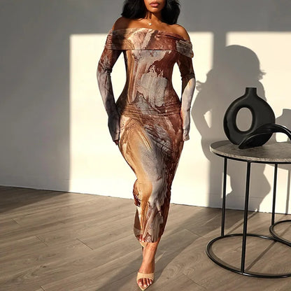 New Retro Fashion Sexy One-line Trend Elegant Y2K Midi Dresses