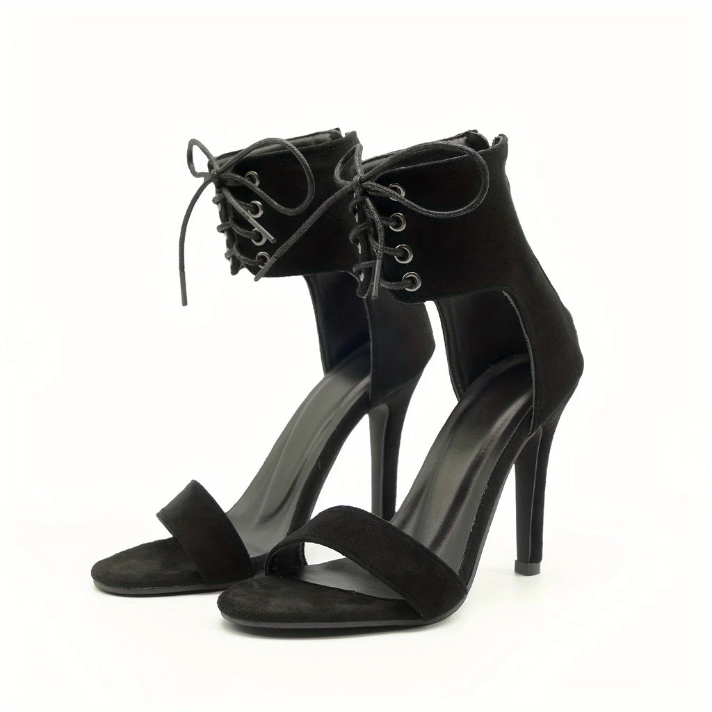 Stylish 2024  Open Toe Lace Hollow Cross Roman Designer High Heel