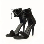 Stylish 2024  Open Toe Lace Hollow Cross Roman Designer High Heel