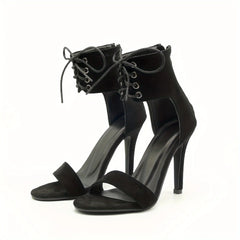 Stylish 2024  Open Toe Lace Hollow Cross Roman Designer High Heel