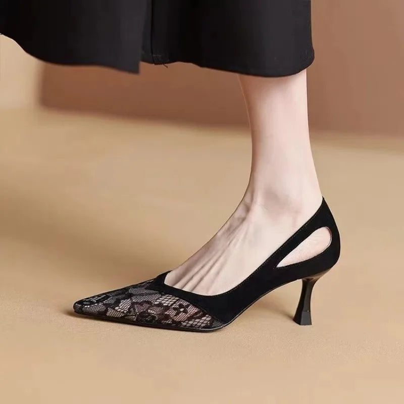 Closed Toe Green Thin Mid-heeled Fashion Comfortable Stylish New Low Heel Pumps Secondary image