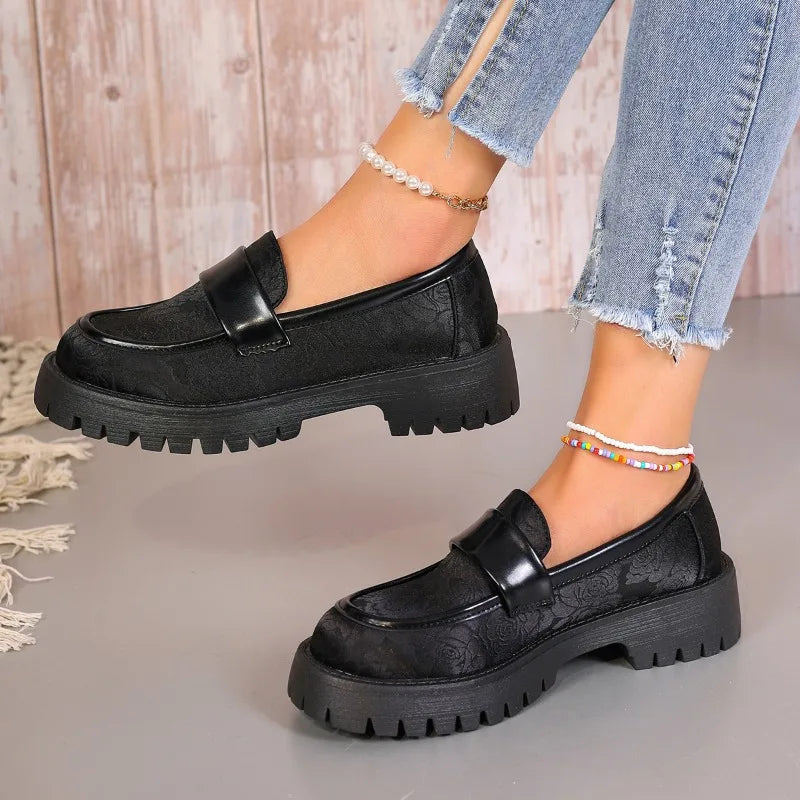 Patent Leather Chunky Platform Japanese Style Student Non-Slip Casual Loafers Main image