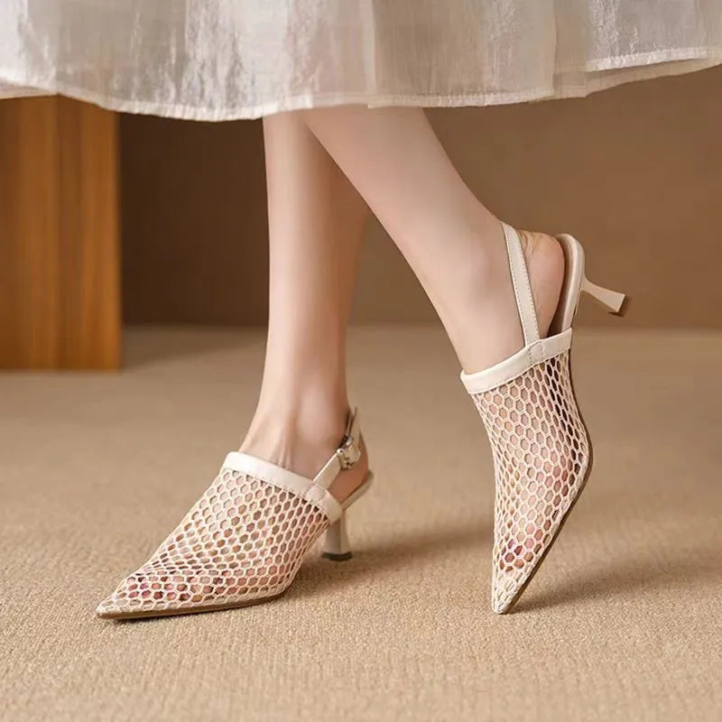 Breathable Fashion Summer  Pointed Slingback Comfortable Ladies Highs Low Heel Pumps Main image