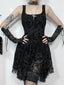 2024 Summer New Harajuku Retro  Wrapped Hip Mini Dress Y2K Vintage Gothic Punk Dark Style Tie Up A-Line Dress