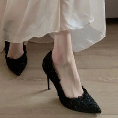 Solid Color Pointed Elegant Outdoor Slip-On Summer 2024 High Heel