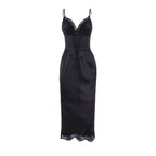 Summer Puss  Lace V-neck Elegant Casual Streetwear Midi Dresses
